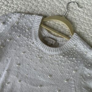LOFT Women's White Pearl Sweater